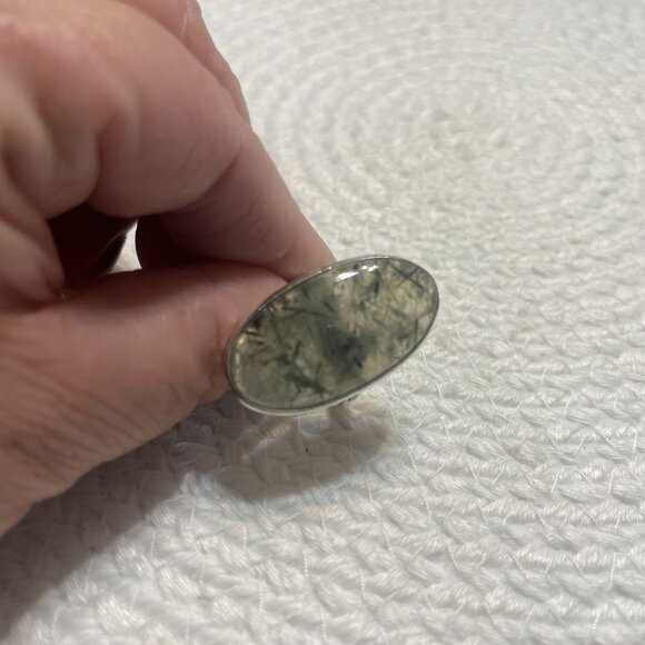 Stunning GREEN PREHNITE Handmade Sterling 925 Ring Size 11.75 #231D - Picture 2 of 3